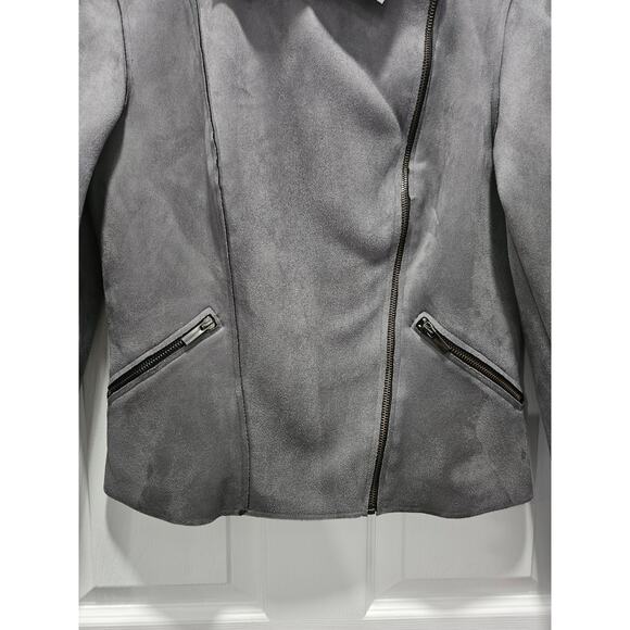 Kut from the Kloth Faux Suade Vegan Leather Gray Moto Jacket Size S Womens - Picture 4 of 12